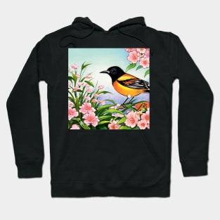 Blossom Flowers with Baltimore Orioles The Oriole Bird Vintage Orchard Oriole Bird Hoodie